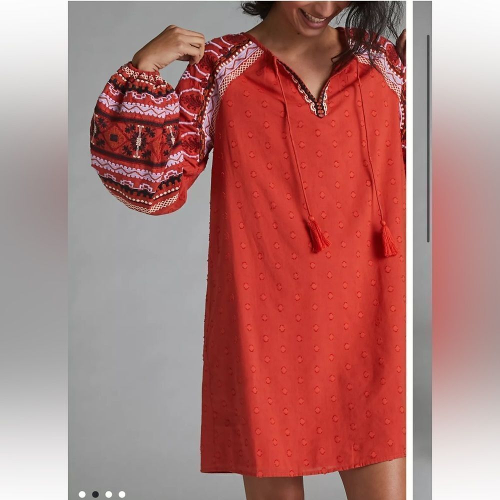 Anthropologie Seen Worn Kept Ruby Embroidered Dre… - image 4